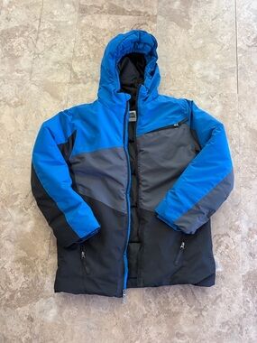 Spyder Blue and Gray Kids Puffer Jacket